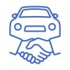 Car sales outline icon. Car Deal with Hand shake line vector illustration